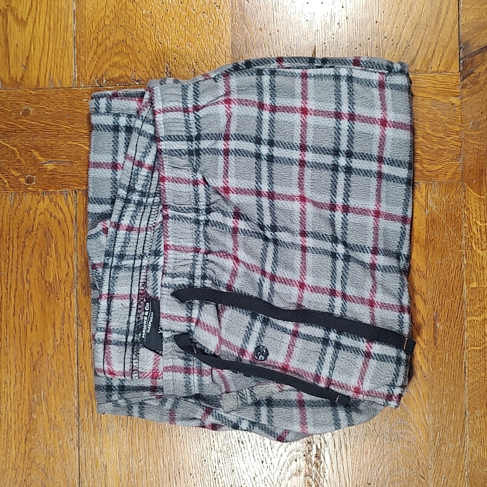 PJ: Plaid Fleece Drawstring Button Front Pajama Pants with Pockets